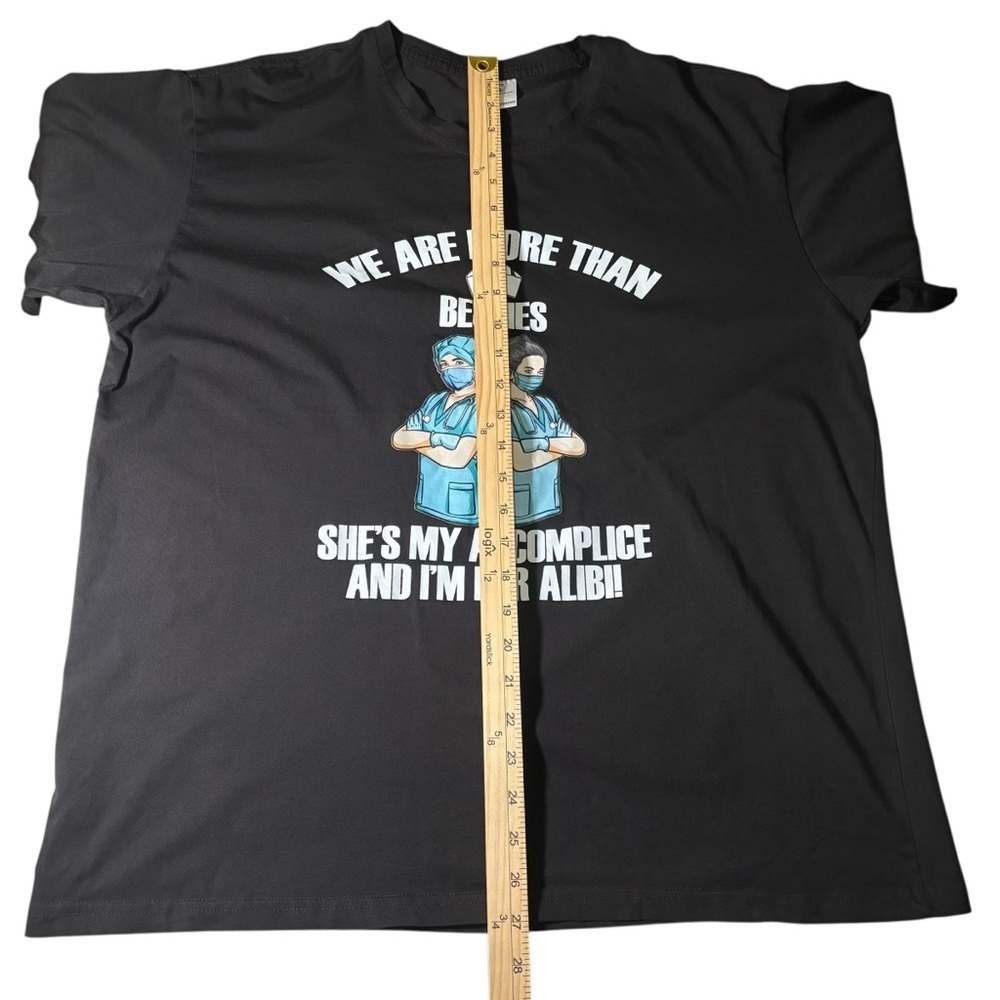 Nurses Graphic T-Shirt Size XL Short Sleeve Nursing Medical Work Bestie Stretch - Picture 12 of 14